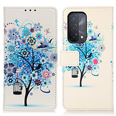 Coque Portefeuille Motif Fantaisie Livre Cuir Etui Clapet D02Y pour Oppo A54 5G Bleu