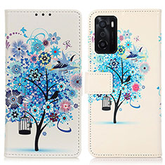 Coque Portefeuille Motif Fantaisie Livre Cuir Etui Clapet D02Y pour Oppo A55S 5G Bleu