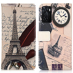 Coque Portefeuille Motif Fantaisie Livre Cuir Etui Clapet D02Y pour Oppo A55S 5G Gris