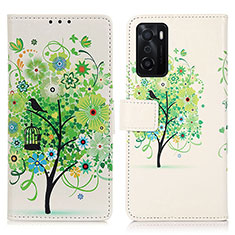 Coque Portefeuille Motif Fantaisie Livre Cuir Etui Clapet D02Y pour Oppo A55S 5G Vert