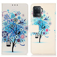 Coque Portefeuille Motif Fantaisie Livre Cuir Etui Clapet D02Y pour Oppo A94 4G Bleu