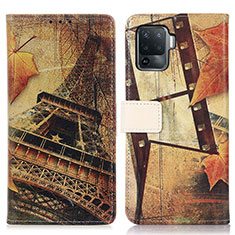 Coque Portefeuille Motif Fantaisie Livre Cuir Etui Clapet D02Y pour Oppo A94 4G Marron