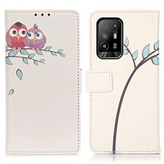 Coque Portefeuille Motif Fantaisie Livre Cuir Etui Clapet D02Y pour Oppo A95 5G Rose