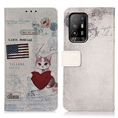 Coque Portefeuille Motif Fantaisie Livre Cuir Etui Clapet D02Y pour Oppo A95 5G Vin Rouge