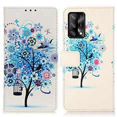 Coque Portefeuille Motif Fantaisie Livre Cuir Etui Clapet D02Y pour Oppo F19 Bleu