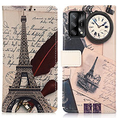 Coque Portefeuille Motif Fantaisie Livre Cuir Etui Clapet D02Y pour Oppo F19 Gris