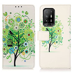 Coque Portefeuille Motif Fantaisie Livre Cuir Etui Clapet D02Y pour Oppo F19 Pro+ Plus 5G Vert