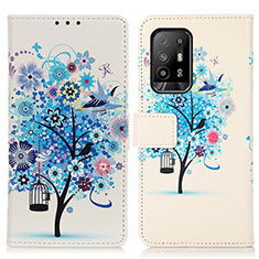 Coque Portefeuille Motif Fantaisie Livre Cuir Etui Clapet D02Y pour Oppo Reno5 Z 5G Bleu