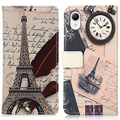 Coque Portefeuille Motif Fantaisie Livre Cuir Etui Clapet D02Y pour Samsung Galaxy A23 5G SC-56C Gris