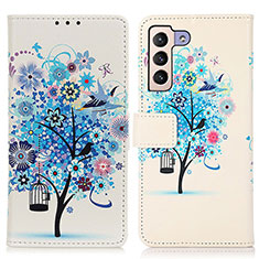 Coque Portefeuille Motif Fantaisie Livre Cuir Etui Clapet D02Y pour Samsung Galaxy S21 5G Bleu