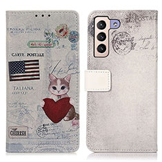 Coque Portefeuille Motif Fantaisie Livre Cuir Etui Clapet D02Y pour Samsung Galaxy S22 Plus 5G Vin Rouge