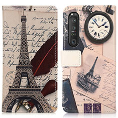 Coque Portefeuille Motif Fantaisie Livre Cuir Etui Clapet D02Y pour Sony Xperia 1 III Gris