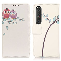 Coque Portefeuille Motif Fantaisie Livre Cuir Etui Clapet D02Y pour Sony Xperia 1 III Rose