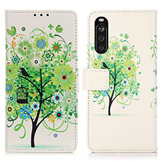 Coque Portefeuille Motif Fantaisie Livre Cuir Etui Clapet D02Y pour Sony Xperia 10 III SOG04 Vert