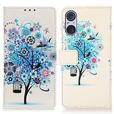 Coque Portefeuille Motif Fantaisie Livre Cuir Etui Clapet D02Y pour Sony Xperia 5 V Bleu