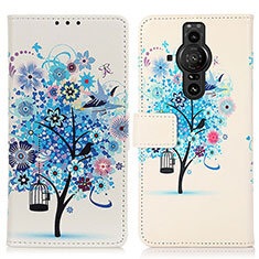 Coque Portefeuille Motif Fantaisie Livre Cuir Etui Clapet D02Y pour Sony Xperia PRO-I Bleu