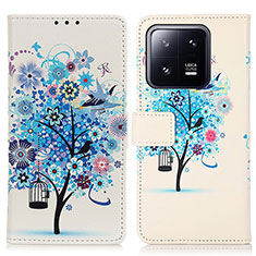 Coque Portefeuille Motif Fantaisie Livre Cuir Etui Clapet D02Y pour Xiaomi Mi 13 5G Bleu