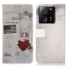 Coque Portefeuille Motif Fantaisie Livre Cuir Etui Clapet D02Y pour Xiaomi Redmi K60 Ultra 5G Gris