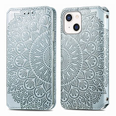 Coque Portefeuille Motif Fantaisie Livre Cuir Etui Clapet H01 pour Apple iPhone 13 Mini Argent