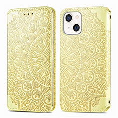 Coque Portefeuille Motif Fantaisie Livre Cuir Etui Clapet H01 pour Apple iPhone 13 Mini Jaune