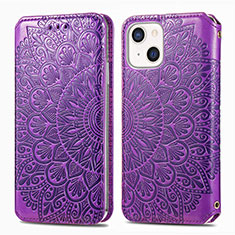 Coque Portefeuille Motif Fantaisie Livre Cuir Etui Clapet H01 pour Apple iPhone 13 Mini Violet