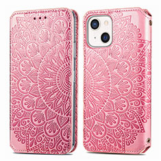 Coque Portefeuille Motif Fantaisie Livre Cuir Etui Clapet H01 pour Apple iPhone 13 Or Rose