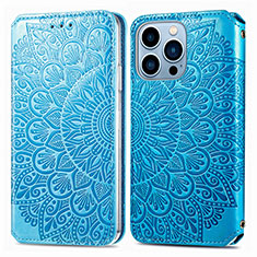 Coque Portefeuille Motif Fantaisie Livre Cuir Etui Clapet H01 pour Apple iPhone 13 Pro Bleu