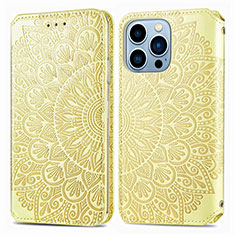 Coque Portefeuille Motif Fantaisie Livre Cuir Etui Clapet H01 pour Apple iPhone 13 Pro Jaune