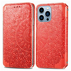 Coque Portefeuille Motif Fantaisie Livre Cuir Etui Clapet H01 pour Apple iPhone 13 Pro Rouge