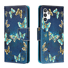 Coque Portefeuille Motif Fantaisie Livre Cuir Etui Clapet H01X pour Samsung Galaxy A13 4G Bleu Royal