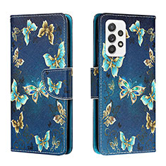 Coque Portefeuille Motif Fantaisie Livre Cuir Etui Clapet H01X pour Samsung Galaxy A33 5G Bleu Royal