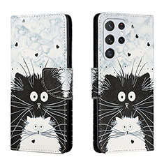 Coque Portefeuille Motif Fantaisie Livre Cuir Etui Clapet H01X pour Samsung Galaxy S22 Ultra 5G Gris