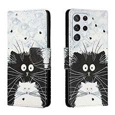 Coque Portefeuille Motif Fantaisie Livre Cuir Etui Clapet H01X pour Samsung Galaxy S24 Ultra 5G Gris