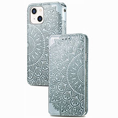 Coque Portefeuille Motif Fantaisie Livre Cuir Etui Clapet H02 pour Apple iPhone 13 Argent