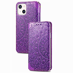 Coque Portefeuille Motif Fantaisie Livre Cuir Etui Clapet H02 pour Apple iPhone 13 Mini Violet