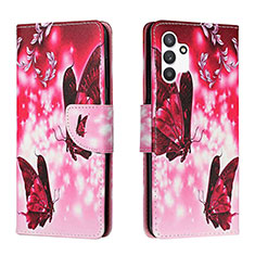 Coque Portefeuille Motif Fantaisie Livre Cuir Etui Clapet H02X pour Samsung Galaxy A13 4G Rose Rouge