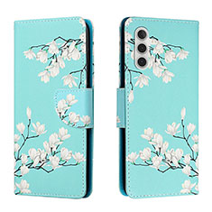 Coque Portefeuille Motif Fantaisie Livre Cuir Etui Clapet H02X pour Samsung Galaxy A13 5G Cyan