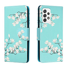 Coque Portefeuille Motif Fantaisie Livre Cuir Etui Clapet H02X pour Samsung Galaxy A33 5G Cyan