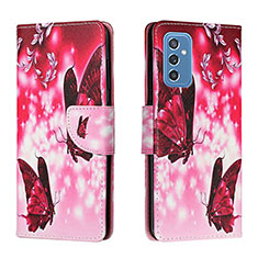 Coque Portefeuille Motif Fantaisie Livre Cuir Etui Clapet H02X pour Samsung Galaxy M52 5G Rose Rouge