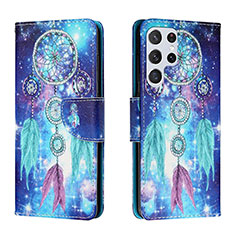 Coque Portefeuille Motif Fantaisie Livre Cuir Etui Clapet H02X pour Samsung Galaxy S24 Ultra 5G Bleu