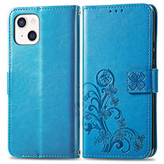 Coque Portefeuille Motif Fantaisie Livre Cuir Etui Clapet H03 pour Apple iPhone 13 Bleu