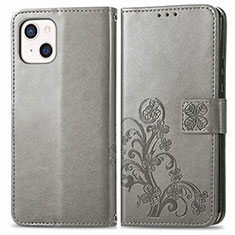 Coque Portefeuille Motif Fantaisie Livre Cuir Etui Clapet H03 pour Apple iPhone 13 Mini Gris