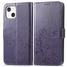 Coque Portefeuille Motif Fantaisie Livre Cuir Etui Clapet H03 pour Apple iPhone 13 Mini Violet