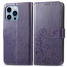 Coque Portefeuille Motif Fantaisie Livre Cuir Etui Clapet H03 pour Apple iPhone 13 Pro Violet