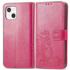 Coque Portefeuille Motif Fantaisie Livre Cuir Etui Clapet H03 pour Apple iPhone 13 Rose Rouge