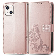 Coque Portefeuille Motif Fantaisie Livre Cuir Etui Clapet H03 pour Apple iPhone 14 Or Rose