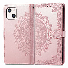 Coque Portefeuille Motif Fantaisie Livre Cuir Etui Clapet H05 pour Apple iPhone 13 Or Rose