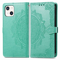 Coque Portefeuille Motif Fantaisie Livre Cuir Etui Clapet H05 pour Apple iPhone 13 Vert