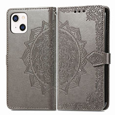 Coque Portefeuille Motif Fantaisie Livre Cuir Etui Clapet H05 pour Apple iPhone 14 Plus Gris