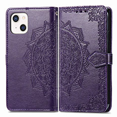 Coque Portefeuille Motif Fantaisie Livre Cuir Etui Clapet H05 pour Apple iPhone 14 Violet